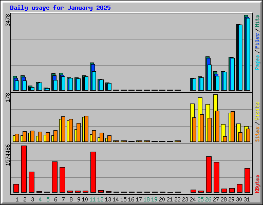 Daily usage for January 2025
