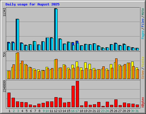 Daily usage for August 2025